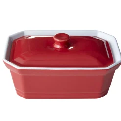 Gifi Cuisson^Terrine avec couvercle et presse rectangulaire rouge blanche