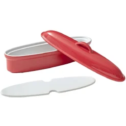 Gifi Cuisson^Terrine avec couvercle ovale rouge et blanche