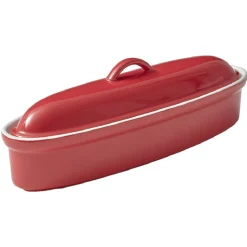 Gifi Cuisson^Terrine avec couvercle ovale rouge et blanche