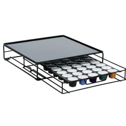 Gifi Rangement De Cuisine^Tiroir à capsules plateau et grille en métal noir