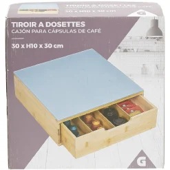 Gifi Rangement De Cuisine^Tiroir à dosettes en bambou avec plateau en verre