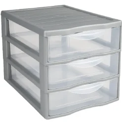 Tour 3 tiroirs A4 gris Rangement