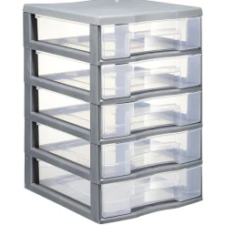 Sale Tour de rangement 5 tiroirs format A6+ gris Rangement