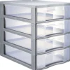 Sale Tour de rangement 4 tiroirs format A4 transparent et gris Rangement