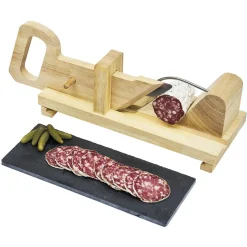 Gifi Petit Électroménager^Trancheuse à saucisson coulissant avec plateau ardoise