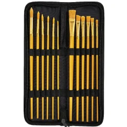 Trousse avec pinceau doré en bois x12^Gifi Discount