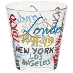 Gifi Vaisselle Et Accessoires De Table^Verre gobelet transparent déco cities multicolore x 3