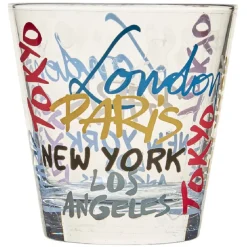 Gifi Vaisselle Et Accessoires De Table^Verre gobelet transparent déco cities multicolore x 3