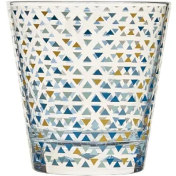 Gifi Vaisselle Et Accessoires De Table^Verre gobelet transparent déco triangles multicolore x 3