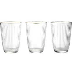 Gifi Vaisselle Et Accessoires De Table^Verre haut strié bord doré 39,5cl Ø8,5cm H12cm