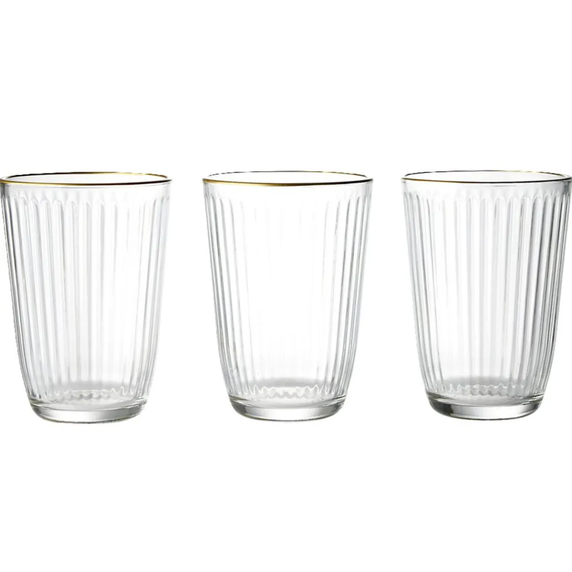 Gifi Vaisselle Et Accessoires De Table^Verre haut strié bord doré 39,5cl Ø8,5cm H12cm