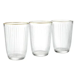 Gifi Vaisselle Et Accessoires De Table^Verre haut strié bord doré 39,5cl Ø8,5cm H12cm