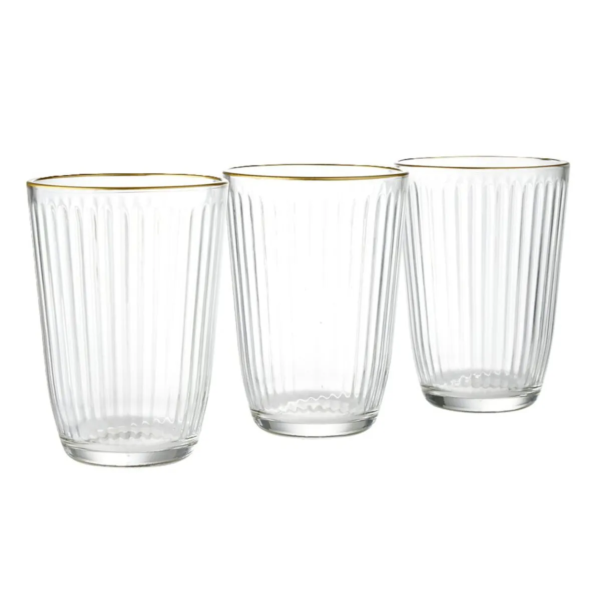 Gifi Vaisselle Et Accessoires De Table^Verre haut strié bord doré 39,5cl Ø8,5cm H12cm