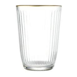 Gifi Vaisselle Et Accessoires De Table^Verre haut strié bord doré 39,5cl Ø8,5cm H12cm