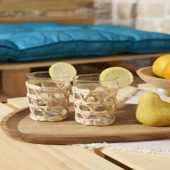 Gifi Vaisselle Et Accessoires De Table^Verre haut transparent avec raphia Ø8xH12,5cm