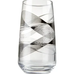 Gifi Vaisselle Et Accessoires De Table^Verre haut transparent motif graphisme ligne noire 48 cl