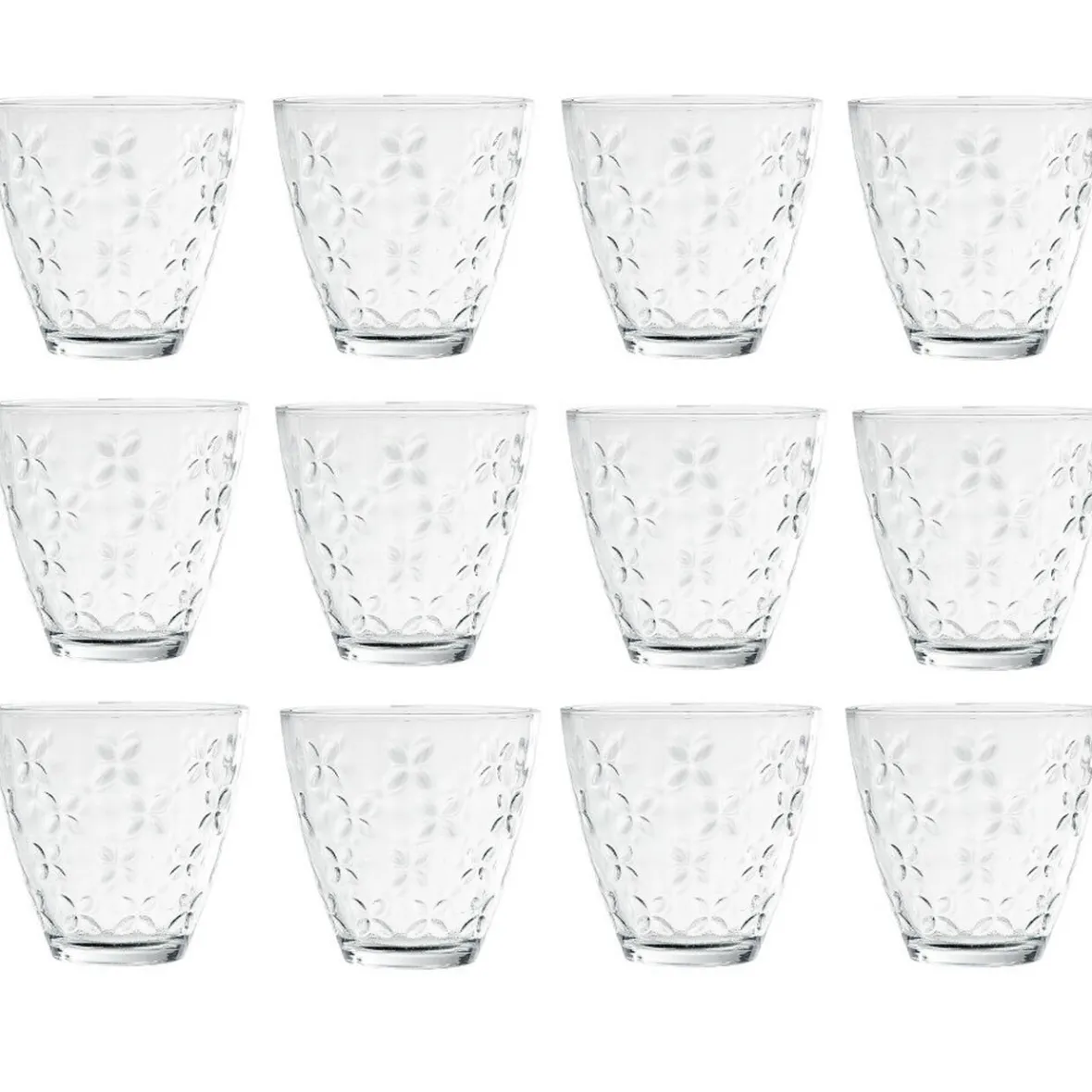 Gifi Vaisselle Et Accessoires De Table^Verre transparent motif relief fleur x12
