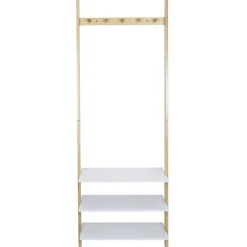 Vestiaire en bois à fixer au mur 3 étagères naturel et blanc Rangement