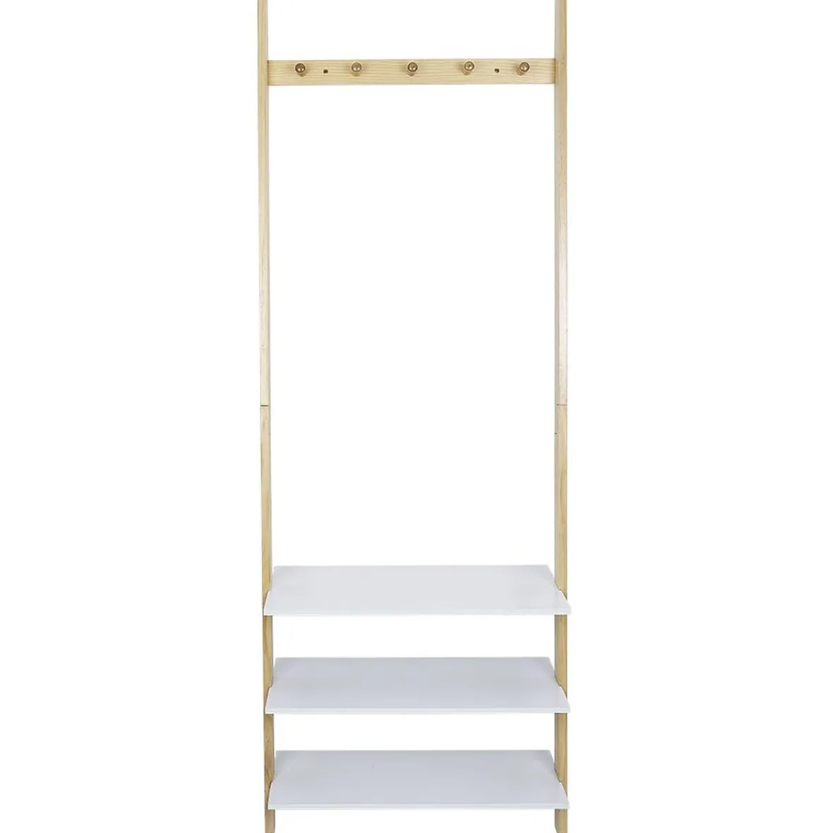 Vestiaire en bois à fixer au mur 3 étagères naturel et blanc Rangement