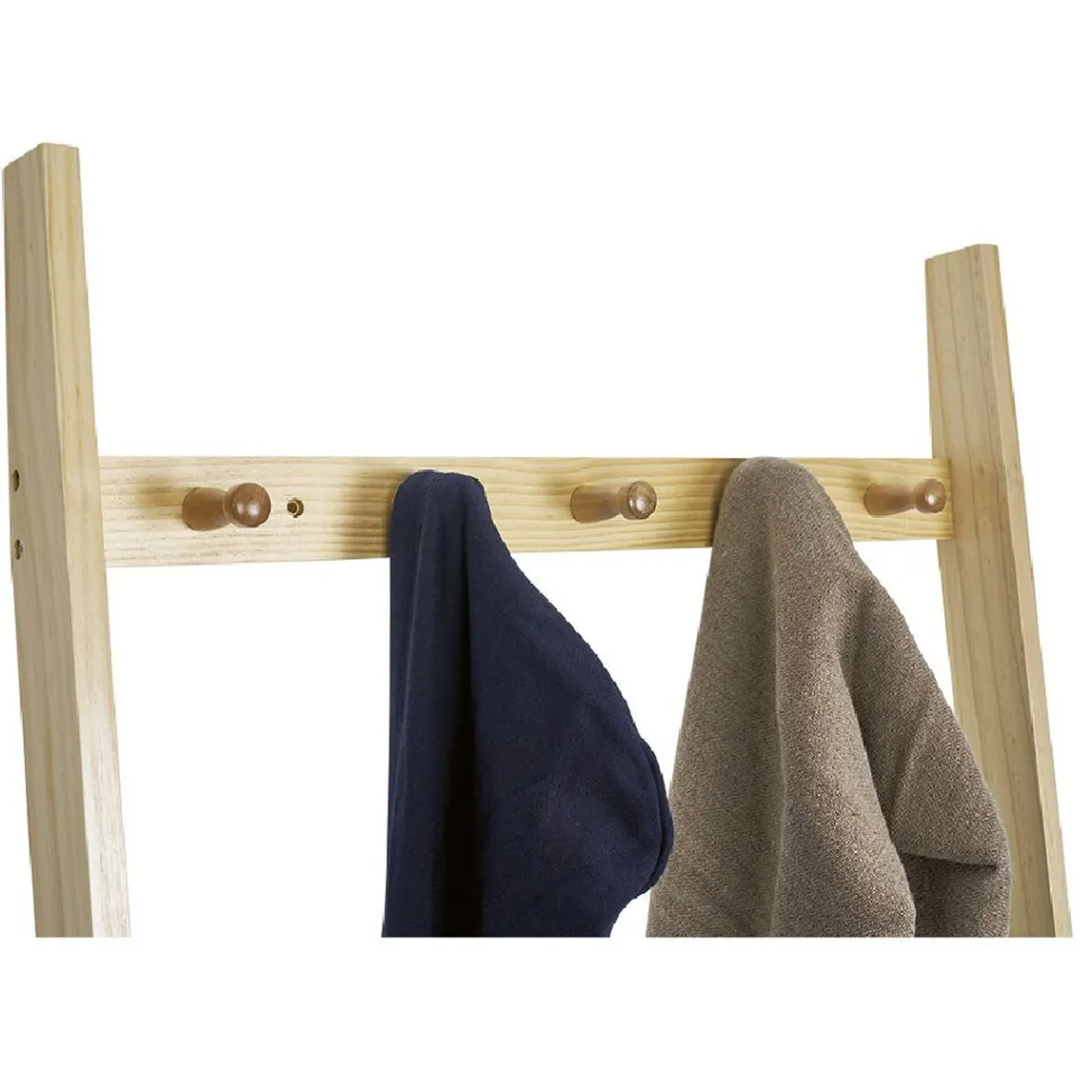 Vestiaire en bois à fixer au mur 3 étagères naturel et blanc Rangement